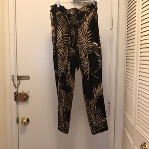 Gathered waist Tropical Print Floral pants